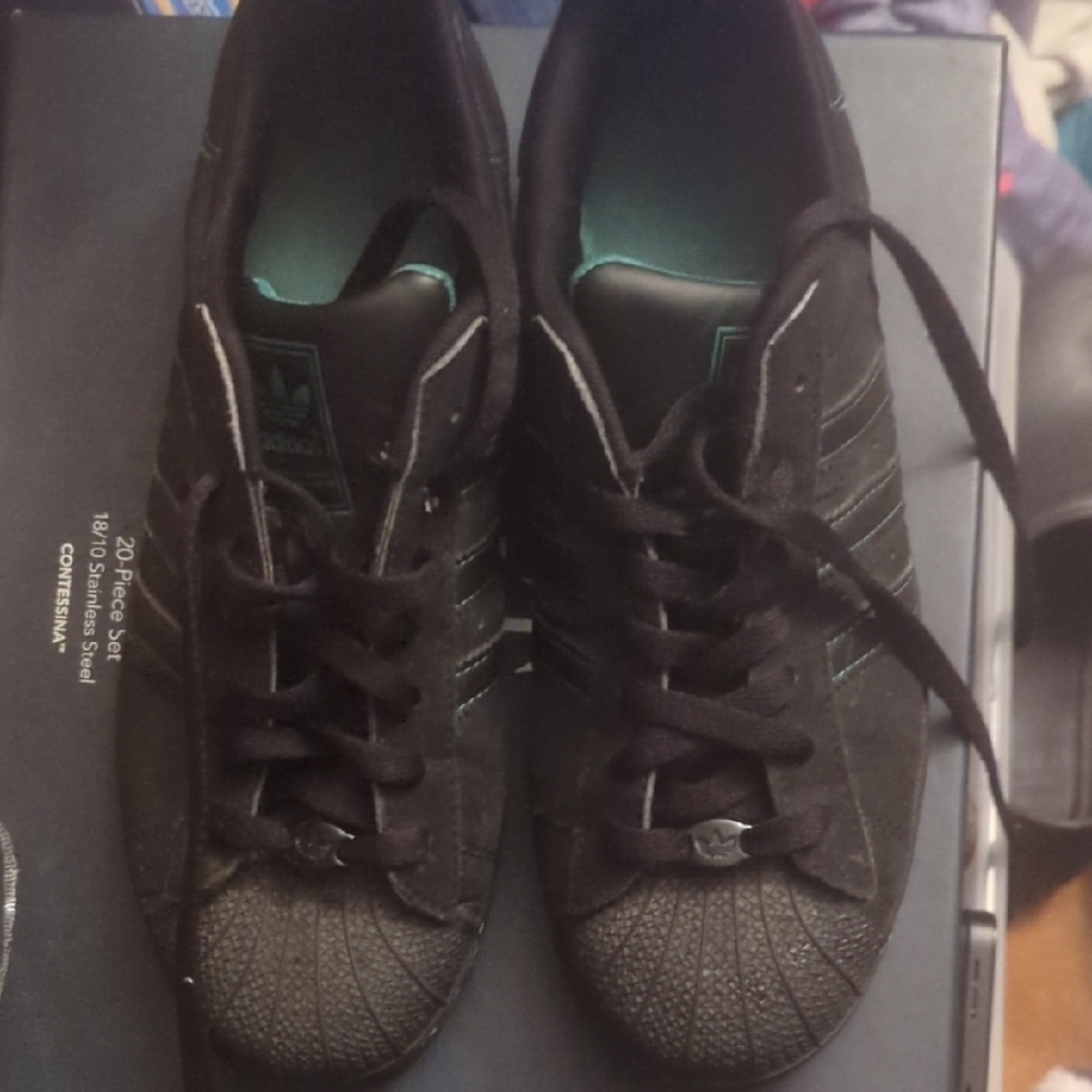 Adidas Black and Teal Sneakers